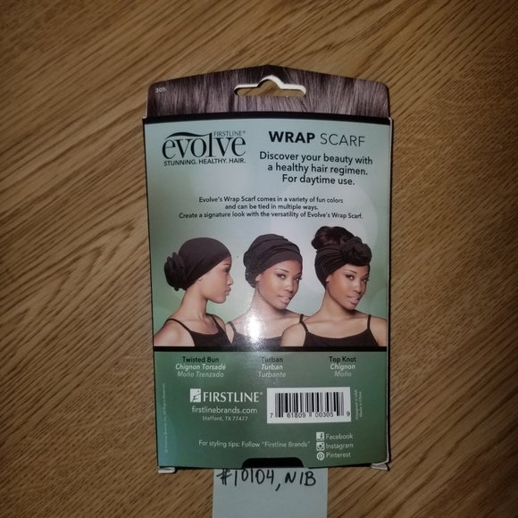 ✅10104 NIB 1 Evolve Essentials Black Head Scarf Wrap Durag Scarf, No Hair Breaka - Picture 3 of 6